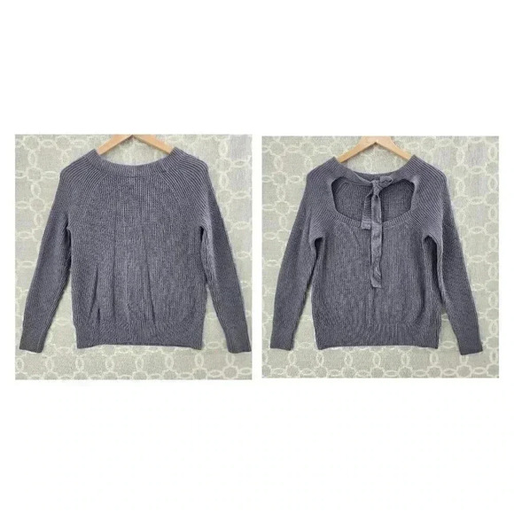 Banana Republic Wool Blend Meuve Boat Neck Tied Back Sweater Women's S - Picture 1 of 8